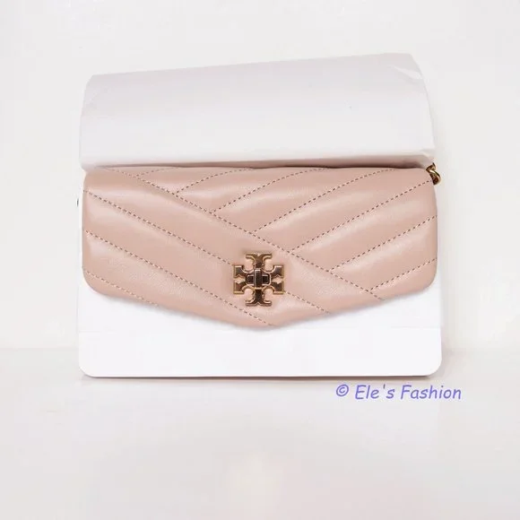 NWT Tory Burch Kira Chevron Leather Wallet On a Chain WOC